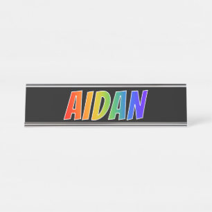 Porte-nom Pour Bureau Prénom "AIDAN" : Coloration d'arc-en-ciel