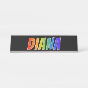 Porte-nom Pour Bureau Prénom "DIANA" : Coloration d'arc-en-ciel