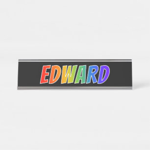 Porte-nom Pour Bureau Prénom "EDWARD": Couleur arc-en-ciel amusant