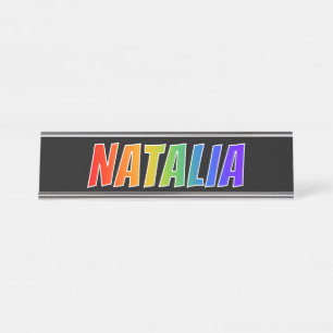 Porte-nom Pour Bureau Prénom "NATALIA" : Couleur arc-en-ciel amusant