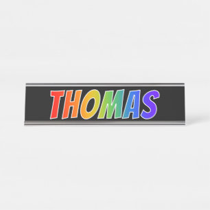 Porte-nom Pour Bureau Prénom "THOMAS" : Coloration d'arc-en-ciel