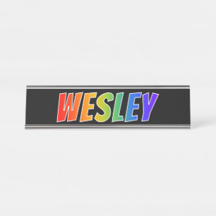 Porte-nom Pour Bureau Prénom "WESLEY" : Coloration d'arc-en-ciel