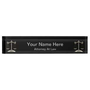 Porte-nom Pour Bureau Procureur   Avocat - Noir et argent