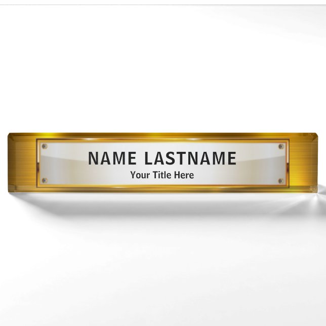 Porte-nom Pour Bureau Professional Modern Black and Gold Office (Devant)