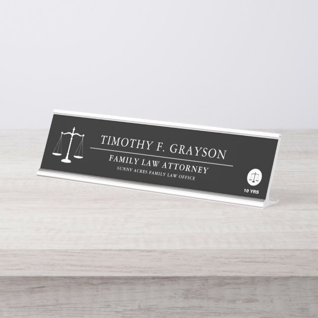 Porte-nom Pour Bureau Professionnel du droit - Noir personnalisé  (Devant)