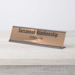 Porte-nom Pour Bureau Professionnel Faux Cuivre Cuivre Personnalisé