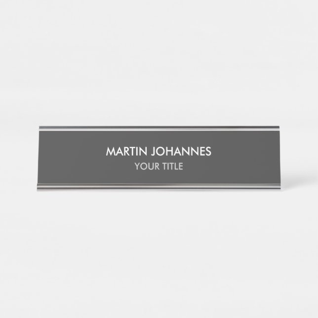 Porte-nom Pour Bureau Professionnel gris clair tendance (Devant)