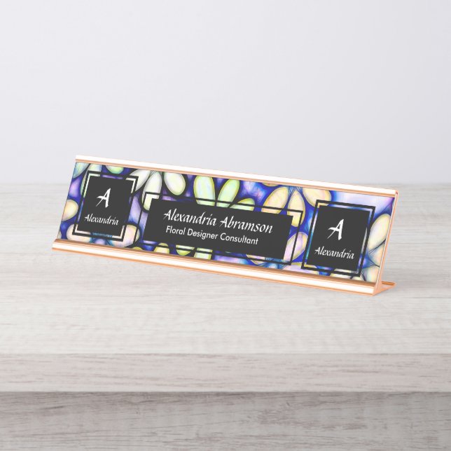 Porte-nom Pour Bureau Professionnel Moderne Monogramme Personnaliser (Devant)