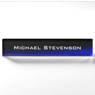 Porte-nom Pour Bureau Professionnel moderne Noir Bleu Business Nameplate
