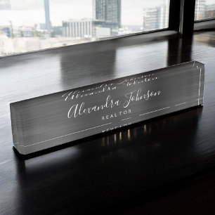Porte-nom Pour Bureau Professionnel moderne Noir Élégant Professionnel