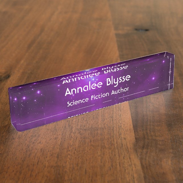 Porte-nom Pour Bureau Purple Pleiades Auteur Sci Fi (Taille)