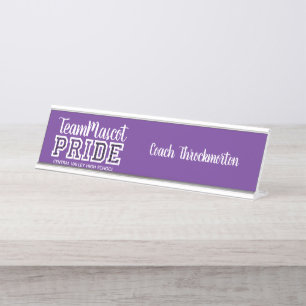 Porte-nom Pour Bureau Purple School Pride Mascot Nom du bureau