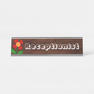 Porte-nom Pour Bureau Réceptionniste. Fleur boho gaie
