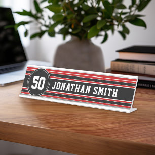 Porte-nom Pour Bureau Red Black Team Jersey Fan Gear Numéro de l'appare