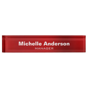 Porte-nom Pour Bureau Red Professional Manager Modern Plain