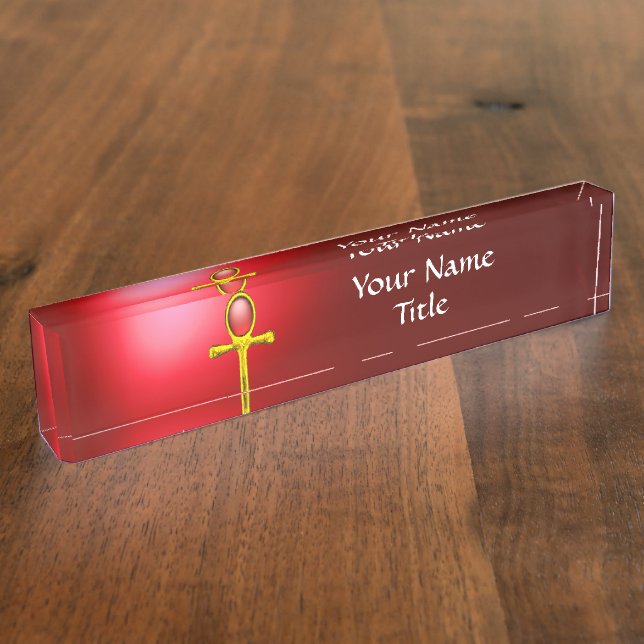 PORTE-NOM POUR BUREAU RED TALISMAN, (Taille)