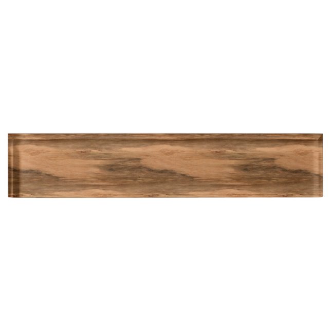 Porte-nom Pour Bureau Regard du bois de grain d'eucalyptus naturel (Devant)