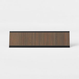 Porte-nom Pour Bureau Regard du bois en bambou de grain de brun foncé d