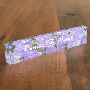 Porte-nom Pour Bureau Rhododendrons pourpres Personnalisé Floral