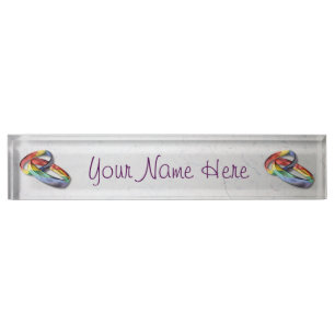 Porte-nom Pour Bureau Rings de Rainbow Wedding pour l'Equality