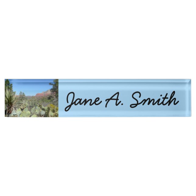 Porte-nom Pour Bureau Rochers rouges et cactus I (Devant)