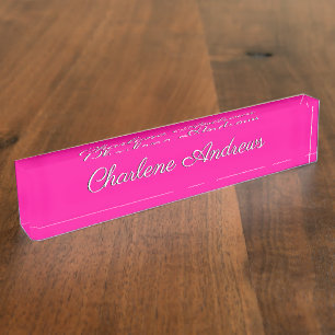 Porte-nom Pour Bureau Rose chaud solide