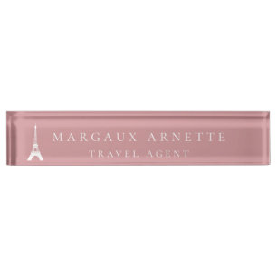 Porte-nom Pour Bureau Rose de logo de Tour Eiffel