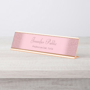 Porte-nom Pour Bureau Rose Gold Parties scintillant Modern Modèle Profe