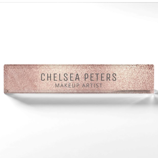 Porte-nom Pour Bureau Rose Gold Shimmer Feminine (Devant)