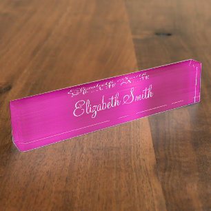 Porte-nom Pour Bureau Rose métallisé girly
