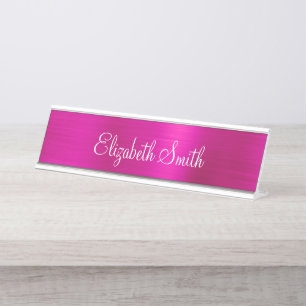 Porte-nom Pour Bureau Rose métallisé girly
