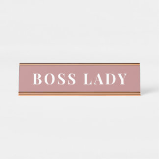 Porte-nom Pour Bureau Rose Poussière Élégante Dame Patronne Bureau Perso