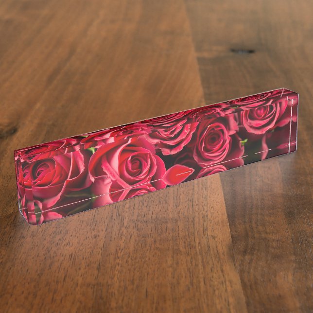 Porte-nom Pour Bureau Roses rouges (Taille)