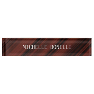 Porte-nom Pour Bureau Rouge brun Noir Plaine Lisible Style moderne