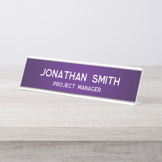 Porte-nom Pour Bureau Royal Purple Gradient Bold Nom blanc (Devant)