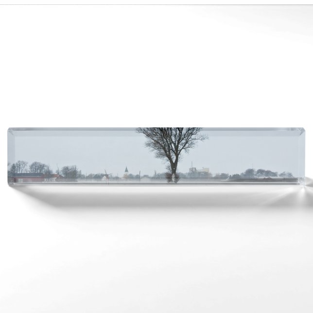 Porte-nom Pour Bureau Rural winter road (Devant)