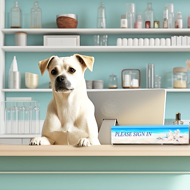 Porte-nom Pour Bureau Sable Tropical Beach Seashells (Créateur téléchargé)