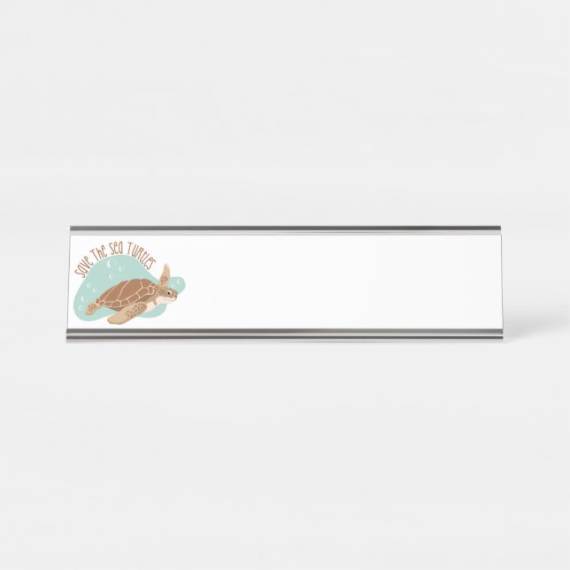 Porte-nom Pour Bureau Sauvez les tortues marines (Devant)
