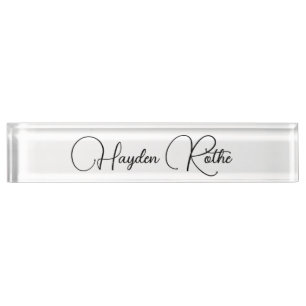 Porte-nom Pour Bureau Script de signature professionnelle blanc