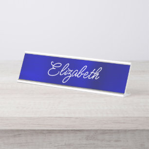 Porte-nom Pour Bureau Script Monoline Stylistique Dark Royal Blue