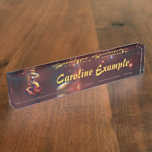 Porte-nom Pour Bureau Serpent royal étoilé de l'univers.