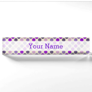 Porte-nom Pour Bureau Shades of Purple Polka Dots by Shirley Taylor