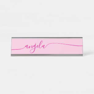 Porte-nom Pour Bureau Signature de verre rose chaud