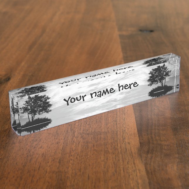 Porte-nom Pour Bureau Silhouette de l'arbre (Taille)