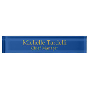 Porte-nom Pour Bureau Simple bleu clair couleur or minimaliste