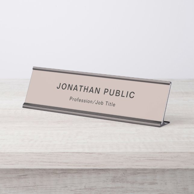 Porte-nom Pour Bureau Simple créatif professionnel noir beige élégant (Devant)