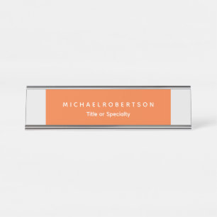 Porte-nom Pour Bureau Simple Élégant Moderne Minimaliste gris orange