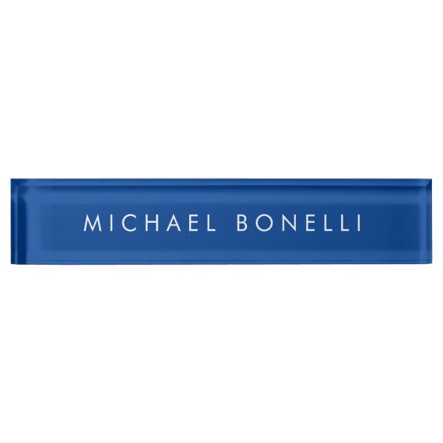 Porte-nom Pour Bureau Simple simple minimaliste élégant moderne bleu pro (Devant)