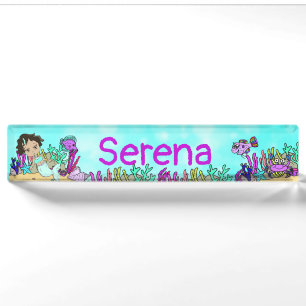 Porte-nom Pour Bureau Sirène personnalisée, poisson, corail sous la mer