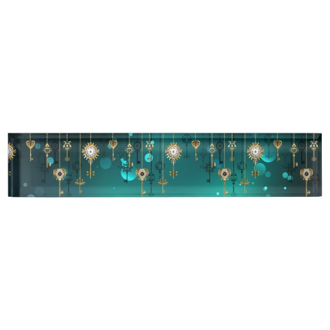 Porte-nom Pour Bureau Skeleton Keys on Green Background (Devant)